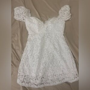 Elegant White Lace Mini Dress